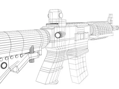 M4A1 Assault Rifle Low-poly 3D model
