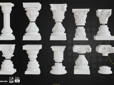 66 Columns Rome Greece and Persia Low-poly 3D model