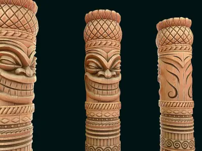 Stylized Wood Totem 9 Low-poly 3D model