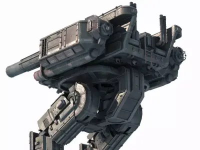 Steam style giant cannon robot 3D model