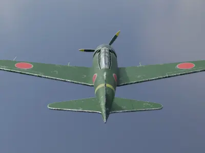 WW2 aircraft Japanese Mitsubishi A6M Zero Zero Fighter Low-poly 3D model