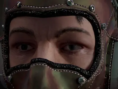 Pilot head with helmet Low-poly 3D model