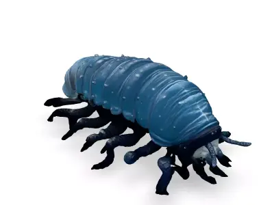 Bioluminescent Alien Worm 3D Model Low-poly 3D model