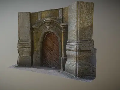 Old rusty church gate scan Low-poly 3D model