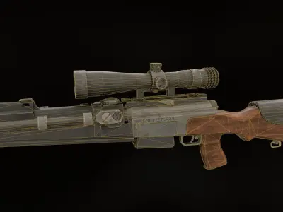 FR-f2 sniper rifle Low-poly 3D model