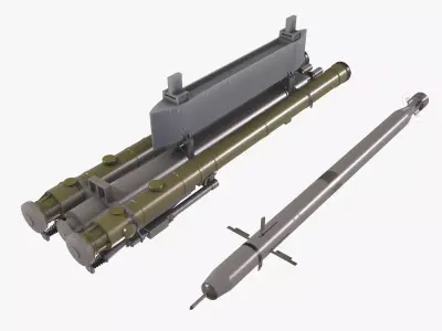 9K38 Igla Rocket Launcher Low-poly 3D model