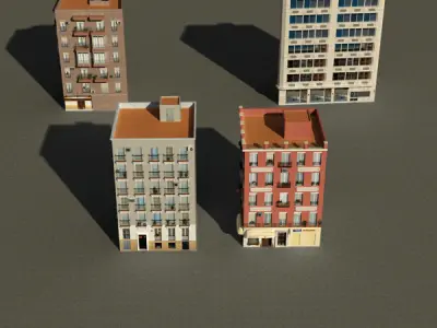Building Collection 9-12 Low-poly 3D model