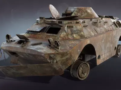 BRDM-2 Burnt Low-poly 3D model