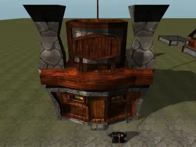 Old Style Building Set Low-poly 3D model