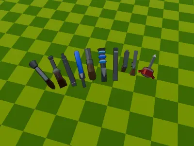 10 WEAPONS MODULAR KIT Low-poly 3D model