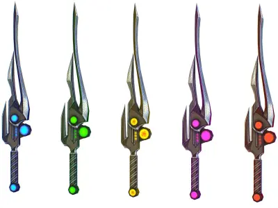 a set of cutting weapons Low-poly 3D model