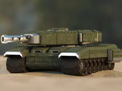 Futuristic Low Poly Tank Low-poly 3D model