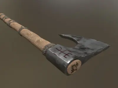 Tribalistic Slavic Axe 3D model