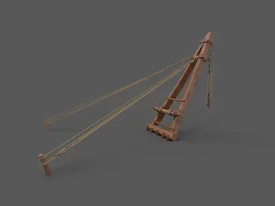 Ancient roman construction crane Pentaspastos - PBR Low-poly 3D model