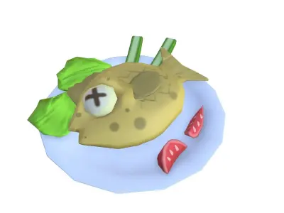 Cooked fish  Low-poly 3D model