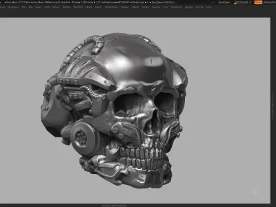 skull robot head a02 3d print model 3D print model