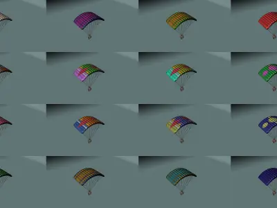 Airdrops parachute flying in sky 3D model