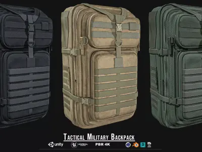 Tactical Military Backpack Pack Low-poly 3D model