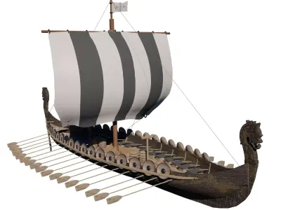 Viking Ship Drakkar Low-poly 3D model