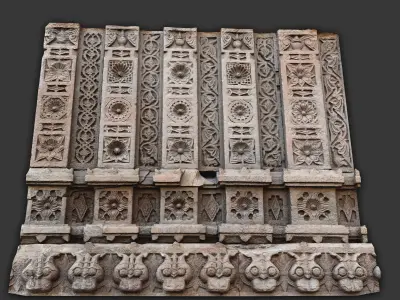 Scanned Carved Wall Low Poly Low-poly 3D model