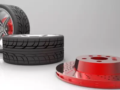 Tire Rim and diskv2 Free 3D model