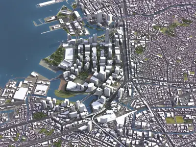 Yokohama - 3D City Model Low-poly 3D model