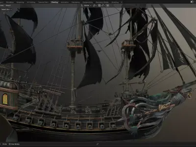 Reaper pirate ship Low-poly 3D model