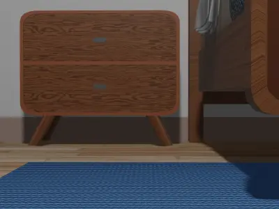 Minimalist Bedroom  Free low-poly 3D model