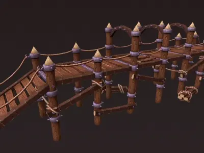 Big Wooden Bridge Low-poly 3D model