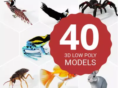 40 Models Animal Pack - Collection Low-poly 3D model
