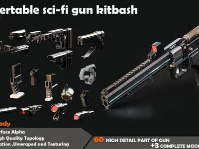 Convertable Sci-fi Kitbash Low-poly 3D model