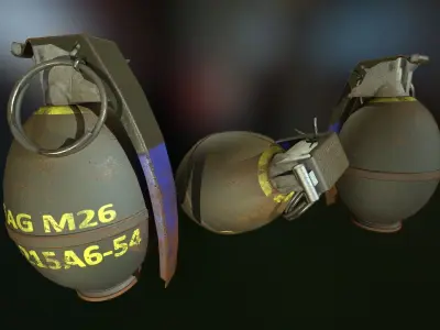 M-26 Frag Grenade Low-poly 3D model
