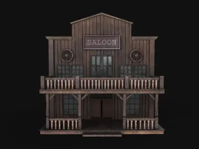 Western Saloon Low-poly 3D model