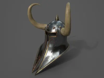 Helmet with horns Low-poly 3D model