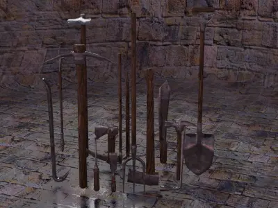 Medieval Tools Low-poly 3D model