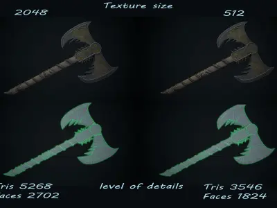 Axe Fantasy Game 3d model Low-poly 3D model Low-poly 3D model