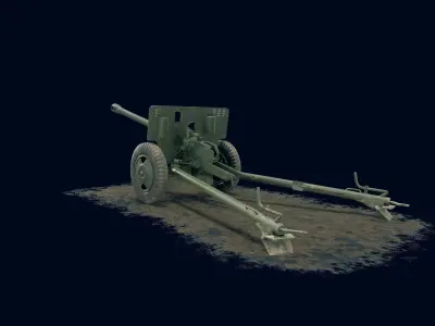ZIS-3 Game Ready cannon Low-poly 3D model