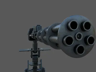 Minigun 3D Model gun on tripod Low-poly 3D model