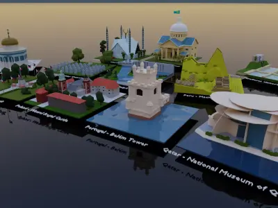 Landmarks of the world P - Q Low-poly 3D model