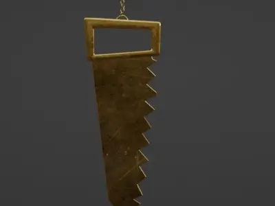 Keychain golden slicing blade wall hanging Free low-poly 3D model