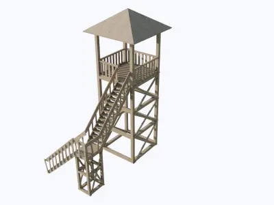 TOWER-1-WITH STAIR Low-poly 3D model