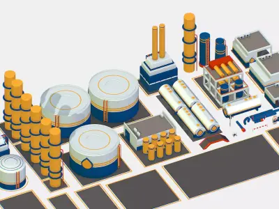 Isometric Oil Pipe Barrel Idustry Build Constructor 3d models Low-poly 3D model