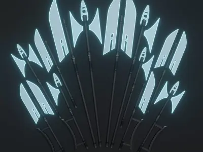 Sci-fi spears and swords collection pack Low-poly 3D model