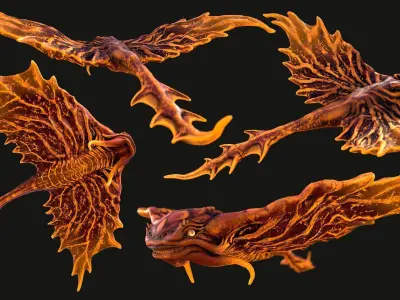 Aqua Draco Low-poly 3D model