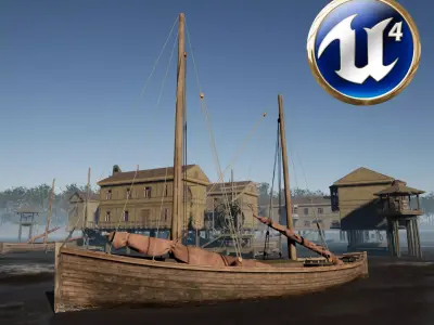 Sail boat Low-poly 3D model