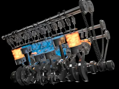 V12 Engine Animation 3D model