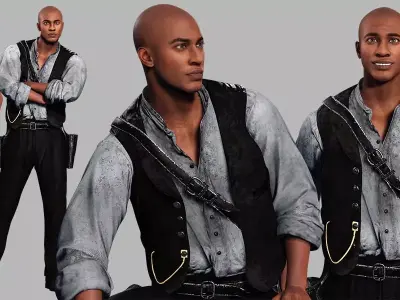 Marcus Cowboy Swagger Character with Attire Low poly Free low-poly 3D model