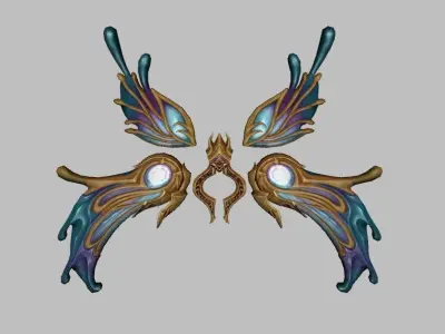 BlueGold Wing Low-poly 3D model