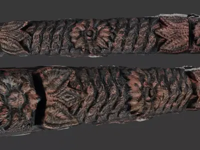 Antique Ornamental Wooden Beam Low-poly 3D model