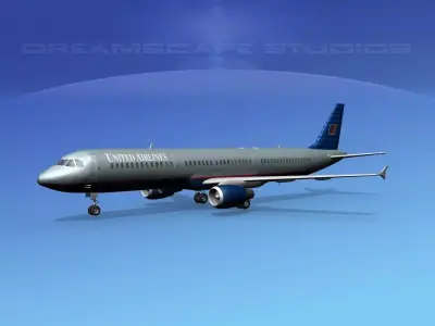Airbus A321 United 1 3D model